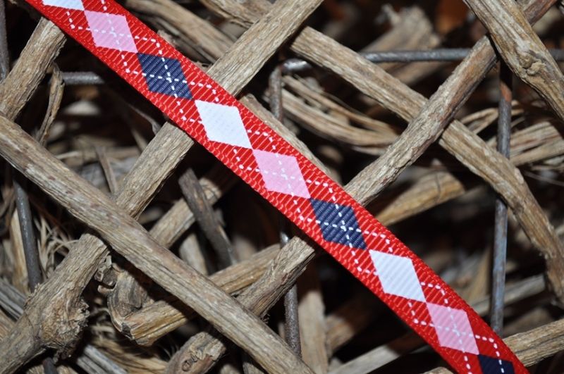 Ripsband Rauten schmal rot