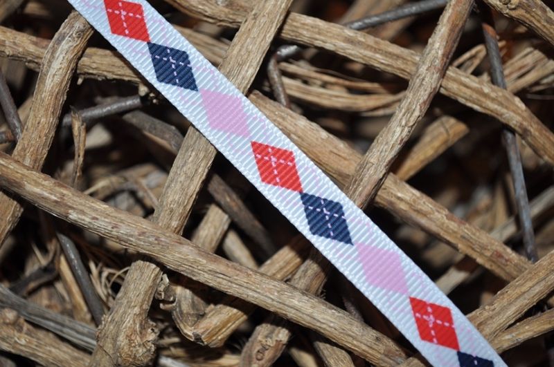 Ripsband Rauten schmal weiß