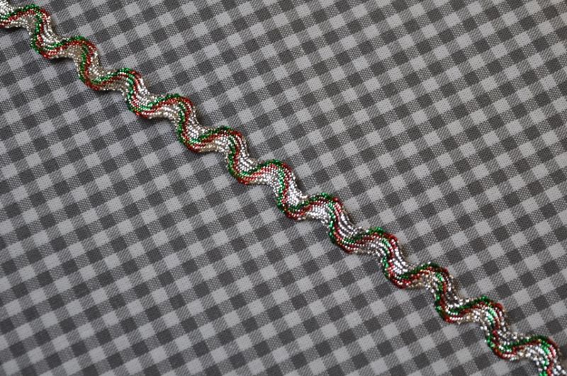 Zackenlitze Lurex 4 mm silber/rot/grün