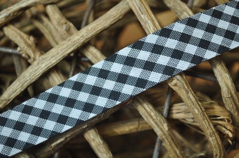 Schrägband maxi vichy karo gefalzt 18 mm schwarz
