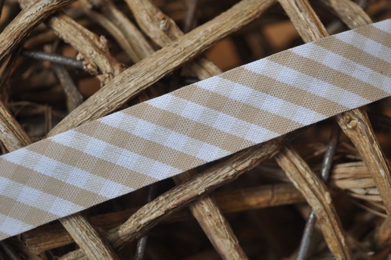Schrägband maxi vichy karo gefalzt 18 mm beige