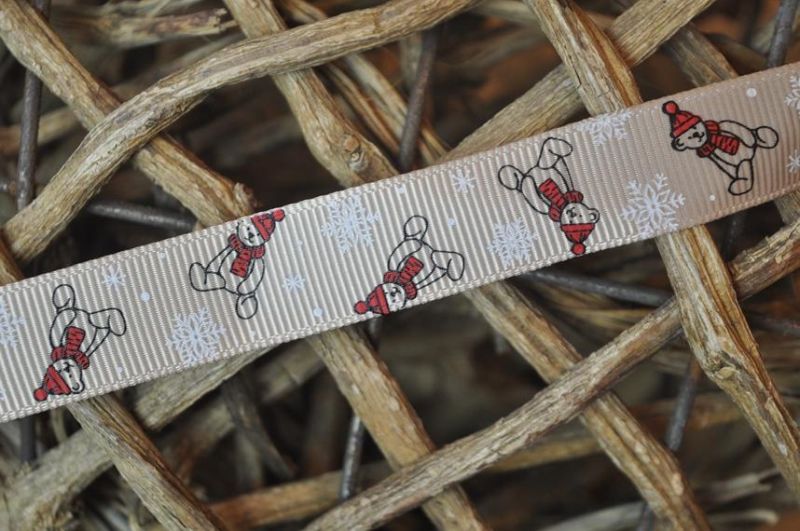 Ripsband Winterbär beige