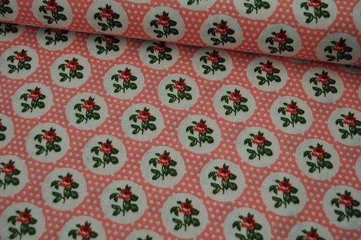 Baumwolle Popeline Rosen/Kreis rosa