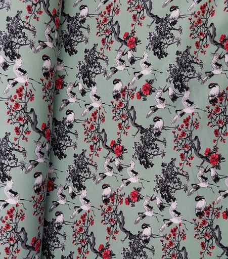 Jersey Megan Blue Kraniche und Bäume old green