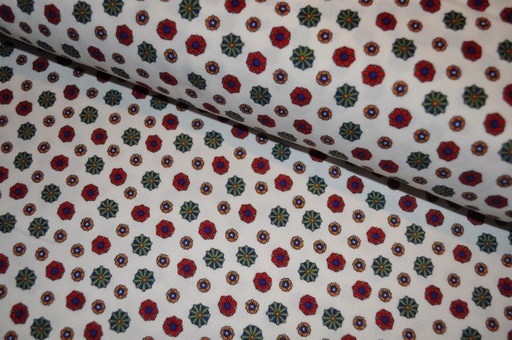 Cord weiß mit bunten Blümchen