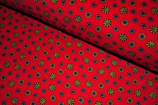 Cord rot mit bunten Blümchen