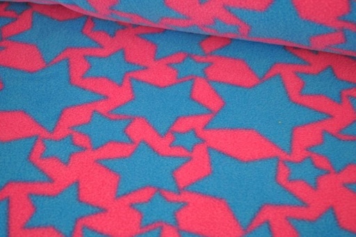 Fleece sterne pink/türkis
