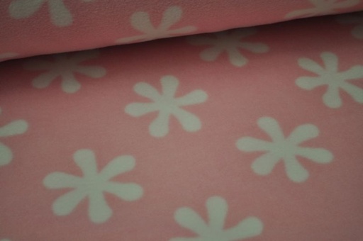 Fleece Blumen rosa/weiß