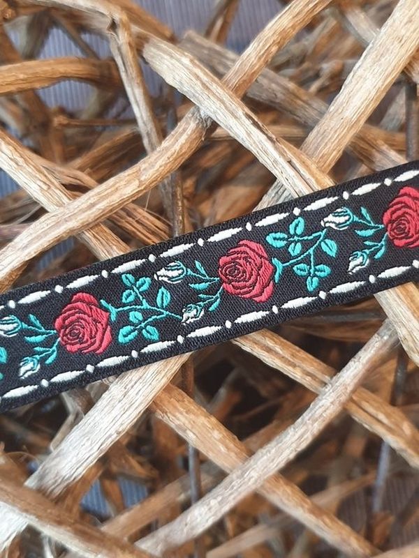 Webband Rosen Schwarz 20mm