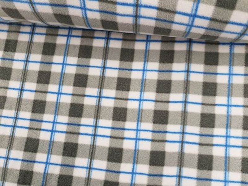 Fleece Karo grau/blau