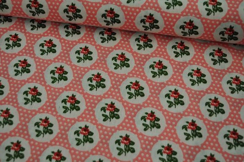 Baumwolle Popeline Rosen/Kreis rosa