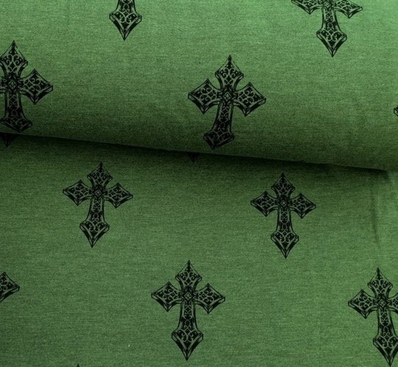 Wintersweat Kreuze oliv melliert