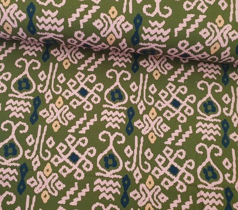 Sommersweat Ikat Imperial khaki von Jolijou