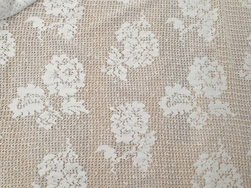 Polyester Strick/Spitze Rosen weiß elastisch
