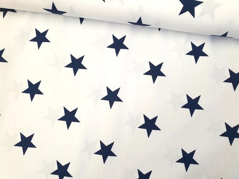 [4954.102] Baumwolle Stars by Poppy weiß/navy
