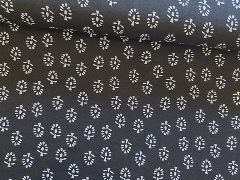 Leinen/Viskose Bäume schwarz