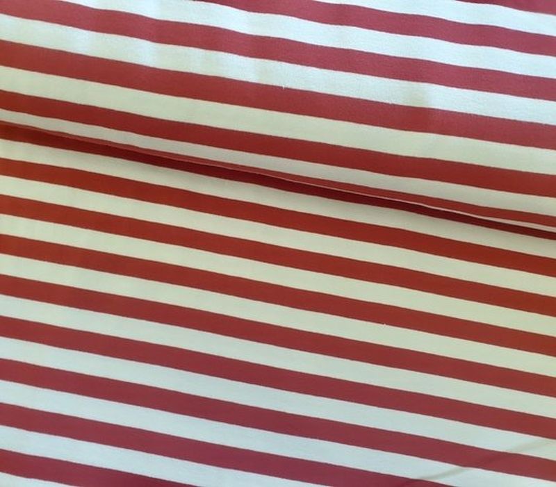 Sommersweat Streifen rot/weiß 2 cm