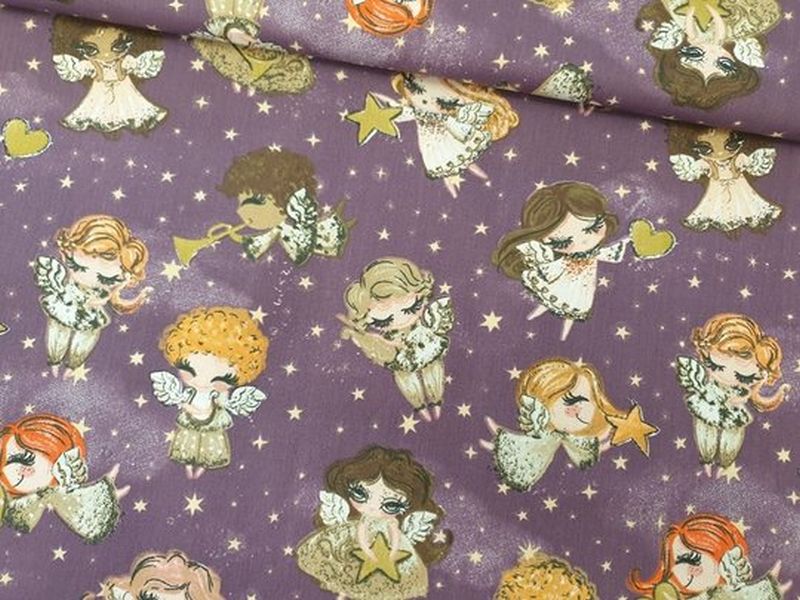 Baumwolle Weihnachten Pretty Engel Lila