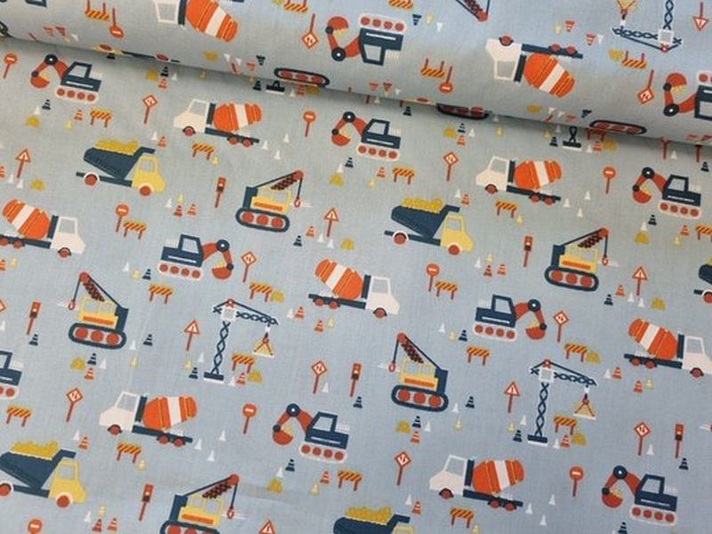 Baumwolle Constructio Vehicles hell mint