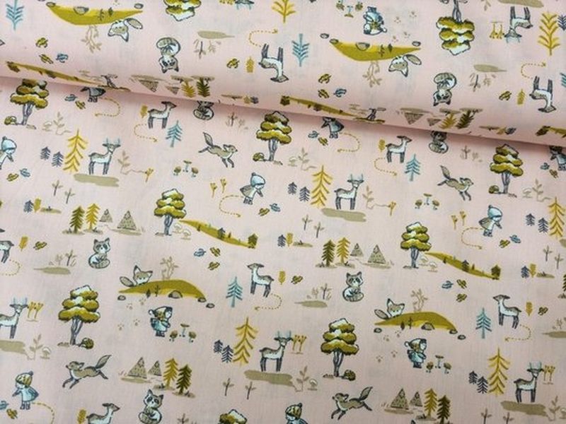 Baumwolle Forest Fiving Rosa