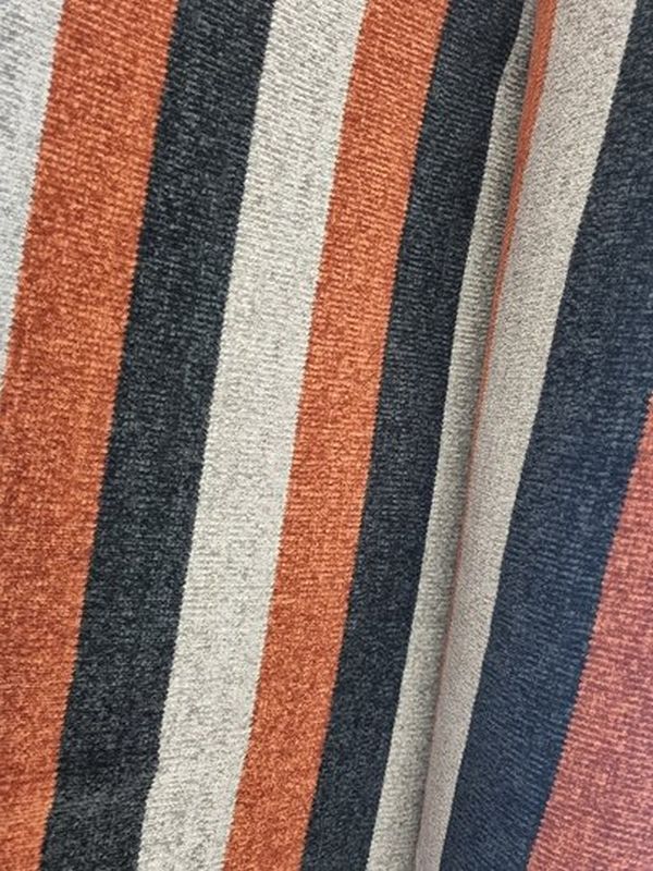 Chenille Strick Stripe terra/grau/schwarz