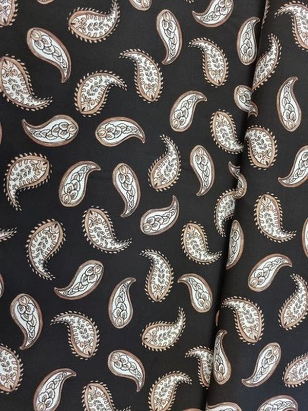 Viskose Blusenstoff Paisley schwarz/braun
