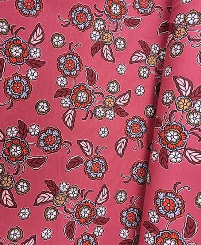 French Terry Blumen fuchsia