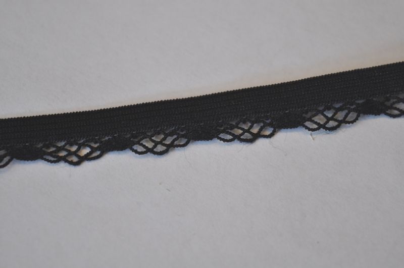 Unterwäschengummi mit Spitze 13 mm schwarz