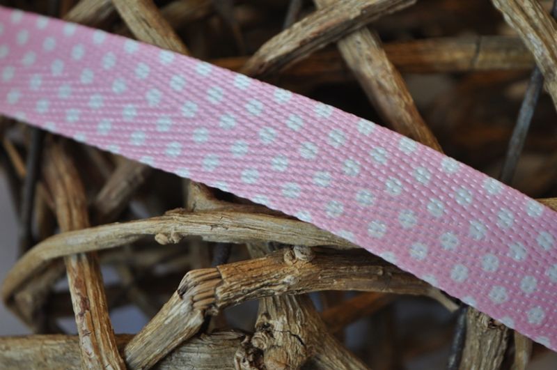 Köperband Rosa mit Tupfen 18 mm