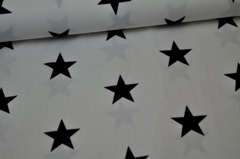 Baumwolle Stars by Poppy weiß/schwarz