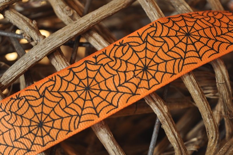 Ripsband Spinnennetz orange