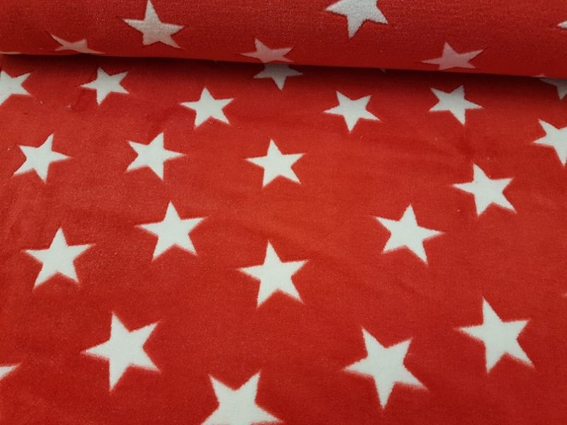 Mikrofleece Sterne rot/weiß
