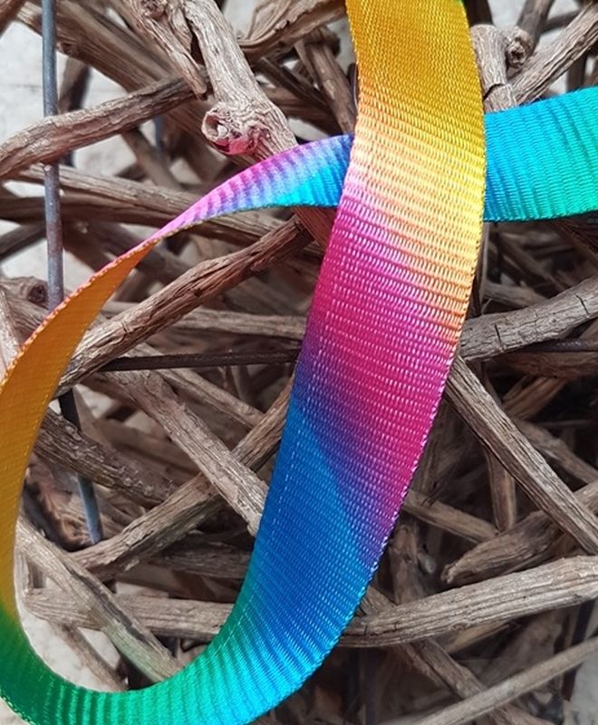 Gurtband 20 mm Regenbogen Farbverlauf