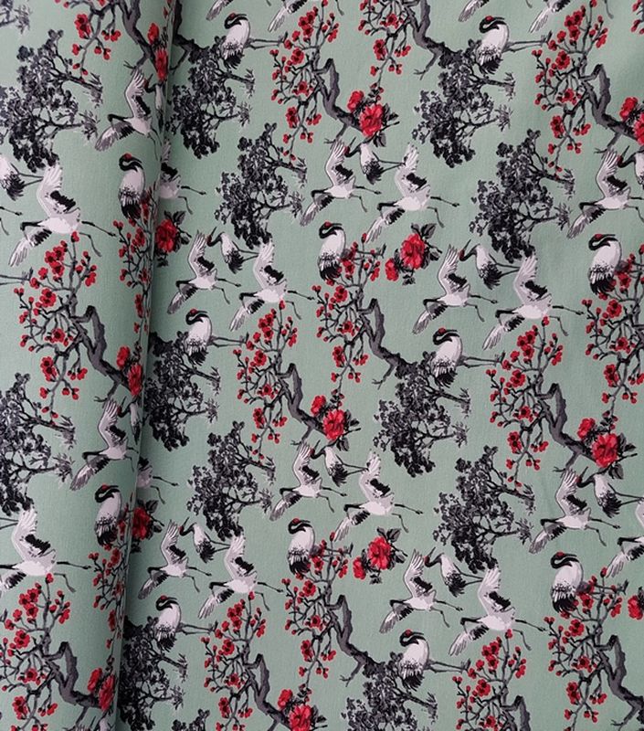 Jersey Megan Blue Kraniche und Bäume old green