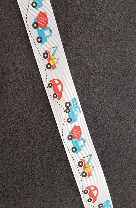 Ripsband Verkehr/Autos weiß/bunt