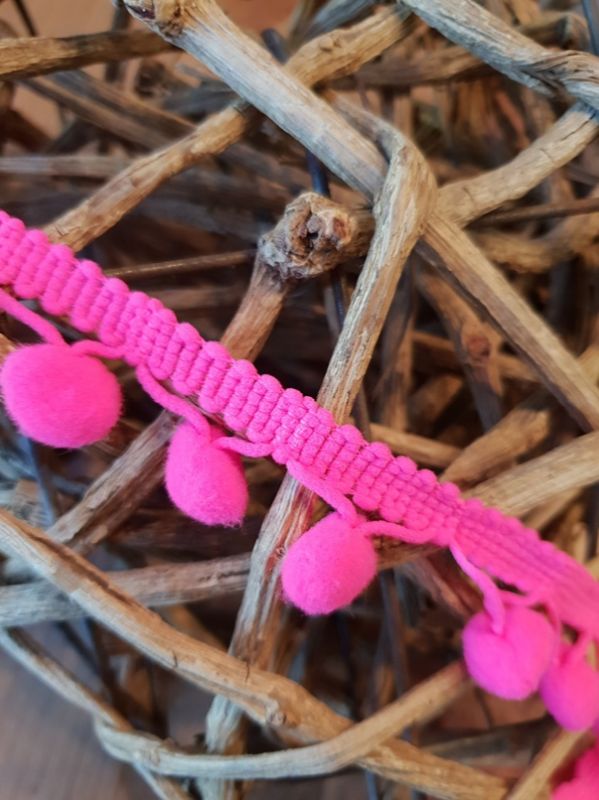 Pomponband uni neon pink fb. 25