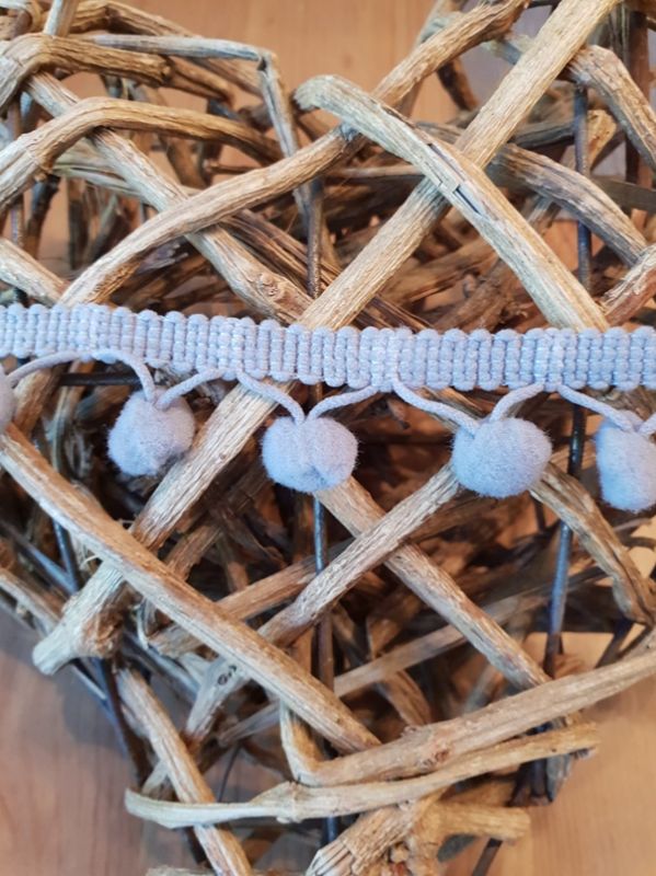 Pomponband uni grau fb. 28