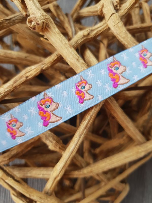 Webband Einhorn hellblau