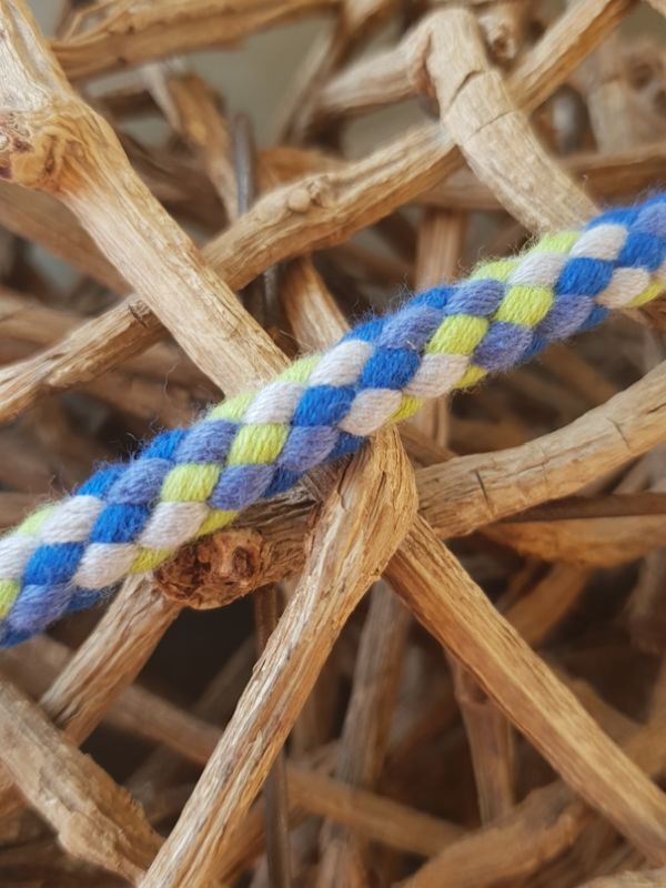 Baumwoll Kordel 7mm rund blau/creme/zitrus