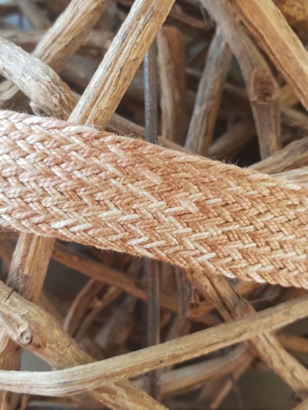 Baumwoll Kordel flach creme/ecru/hellbraun 18mm