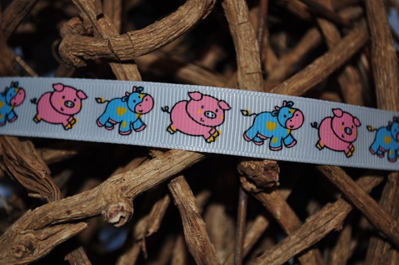 Ripsband Bauernhof weiß