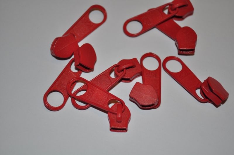 Schieber/Zipper 5 mm Reißverschluss rot
