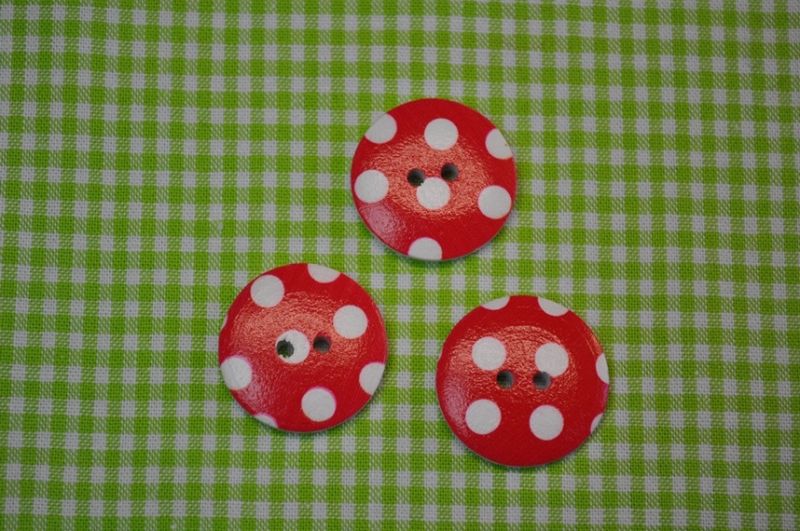 Holz Knopf Dots rot