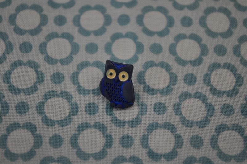 Knopf HouHou Eule blau