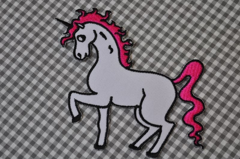 Bügelbild Einhorn Weiß/Pink