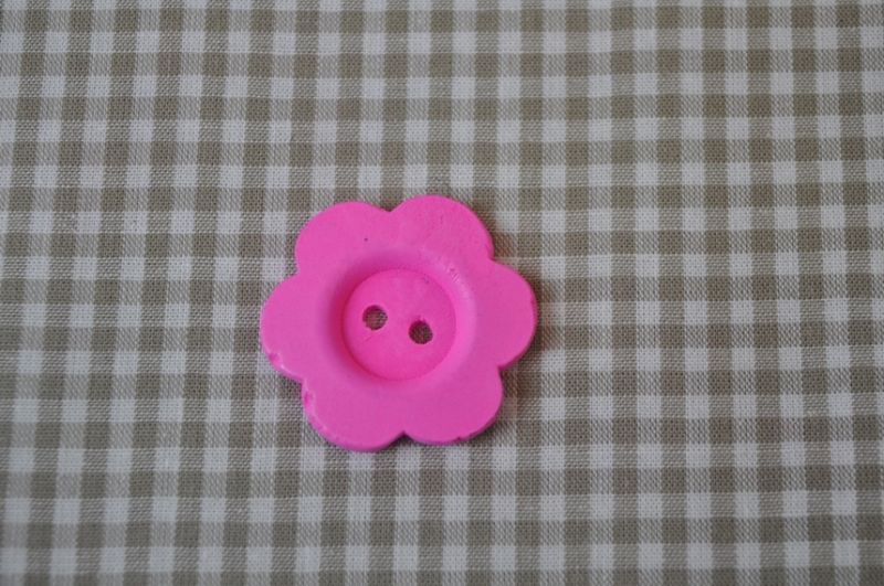 Knopf 30mm Holz Blume Pink