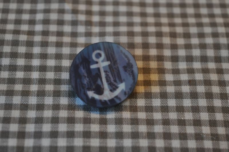 Knopf Anker mit Öse groß grau 23mm