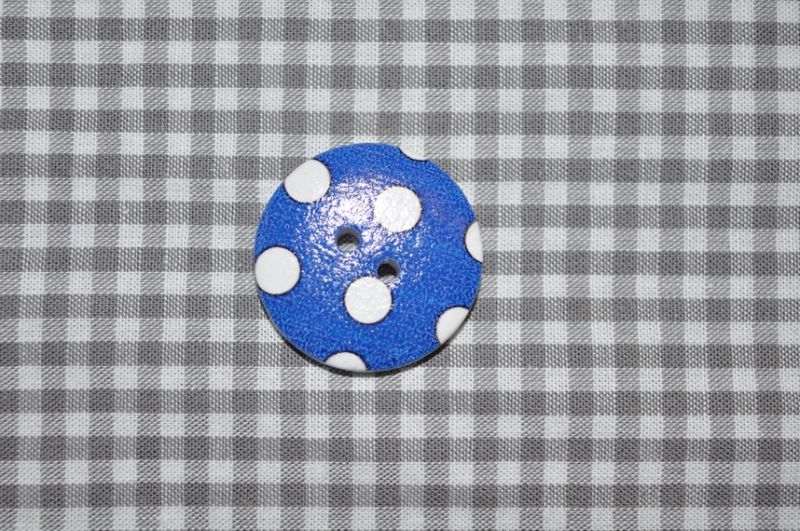 Holz Knopf Dots blau