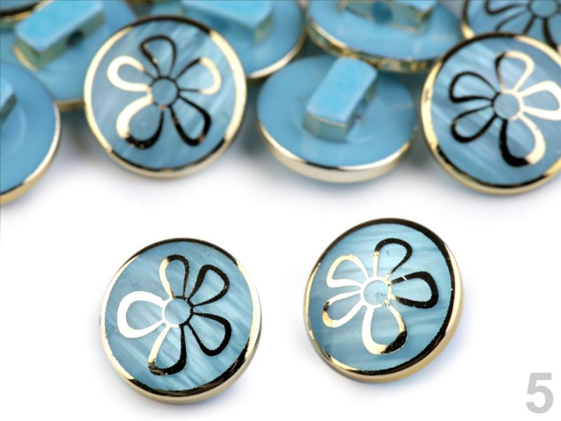 Perlmuttknöpfe Blumen blau