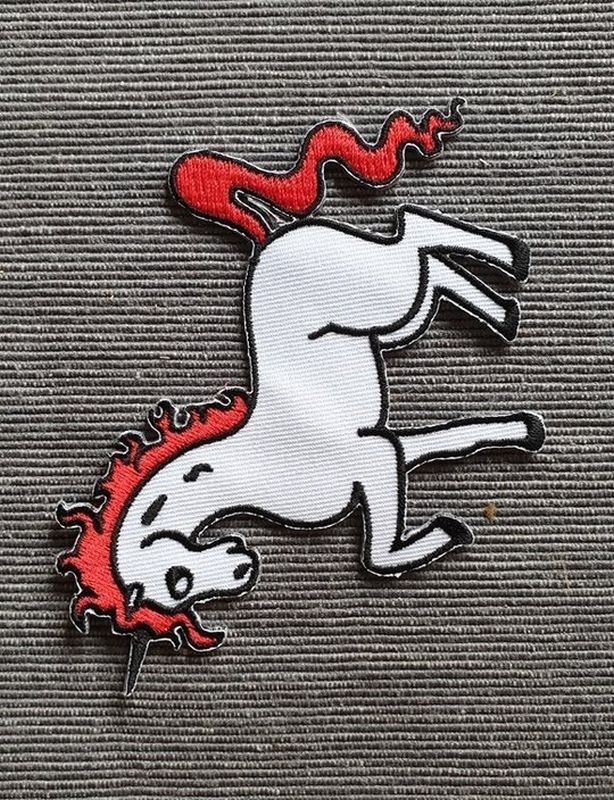 Applikation/Bügelbild Einhorn Weiß/rot 1